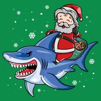 Santa Riding Shark Christmas Pajamas T-Shirt