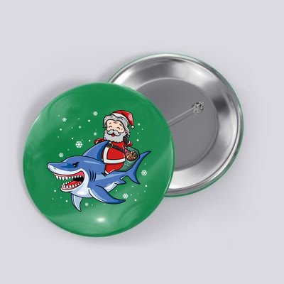 Santa Riding Shark Christmas Pajamas Button