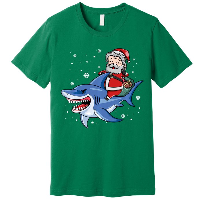 Santa Riding Shark Christmas Pajamas Premium T-Shirt