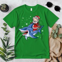 Santa Riding Shark Christmas Pajamas Premium T-Shirt