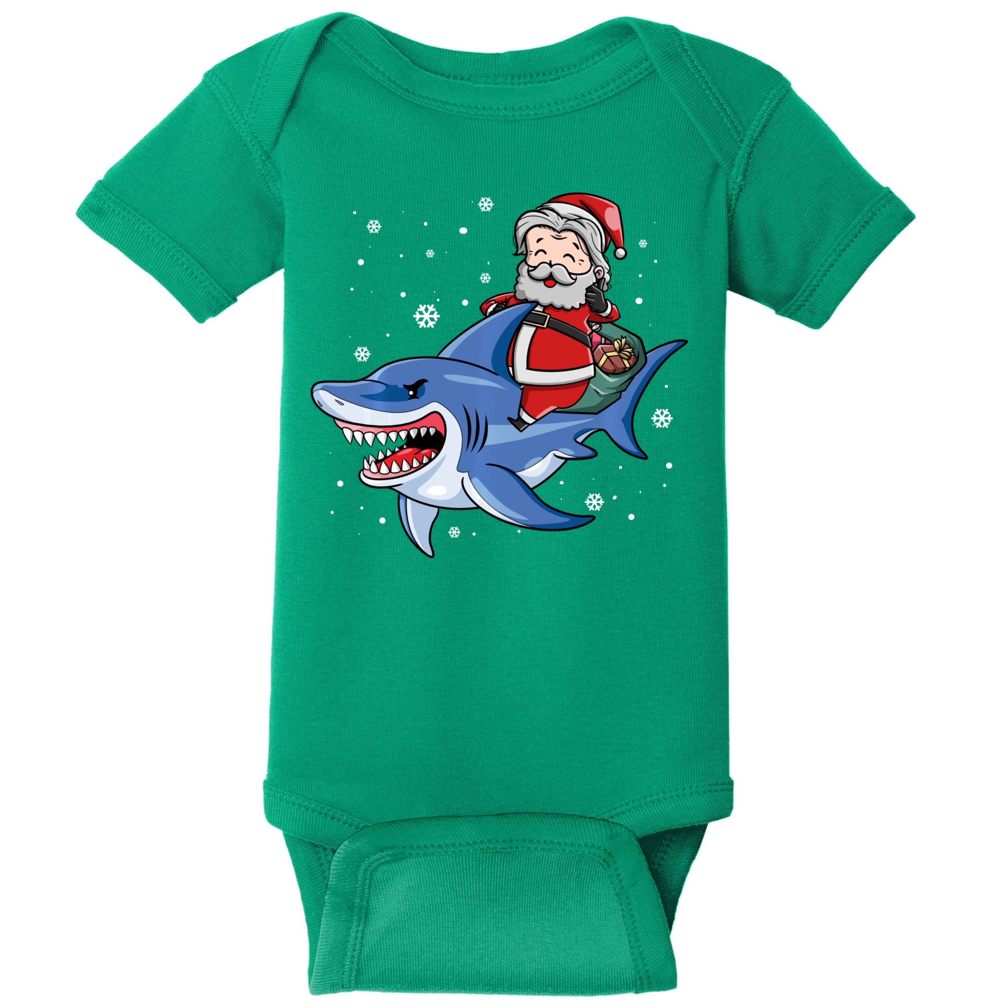 Santa Riding Shark Christmas Pajamas Baby Bodysuit