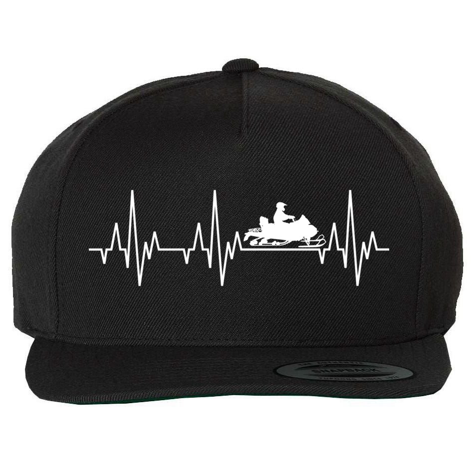 Snowmobile Rider Snowmobiling Winter Sports Snow Heartbeat Gift Wool Snapback Cap