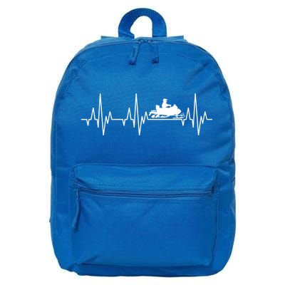 Snowmobile Rider Snowmobiling Winter Sports Snow Heartbeat Gift 16 in Basic Backpack