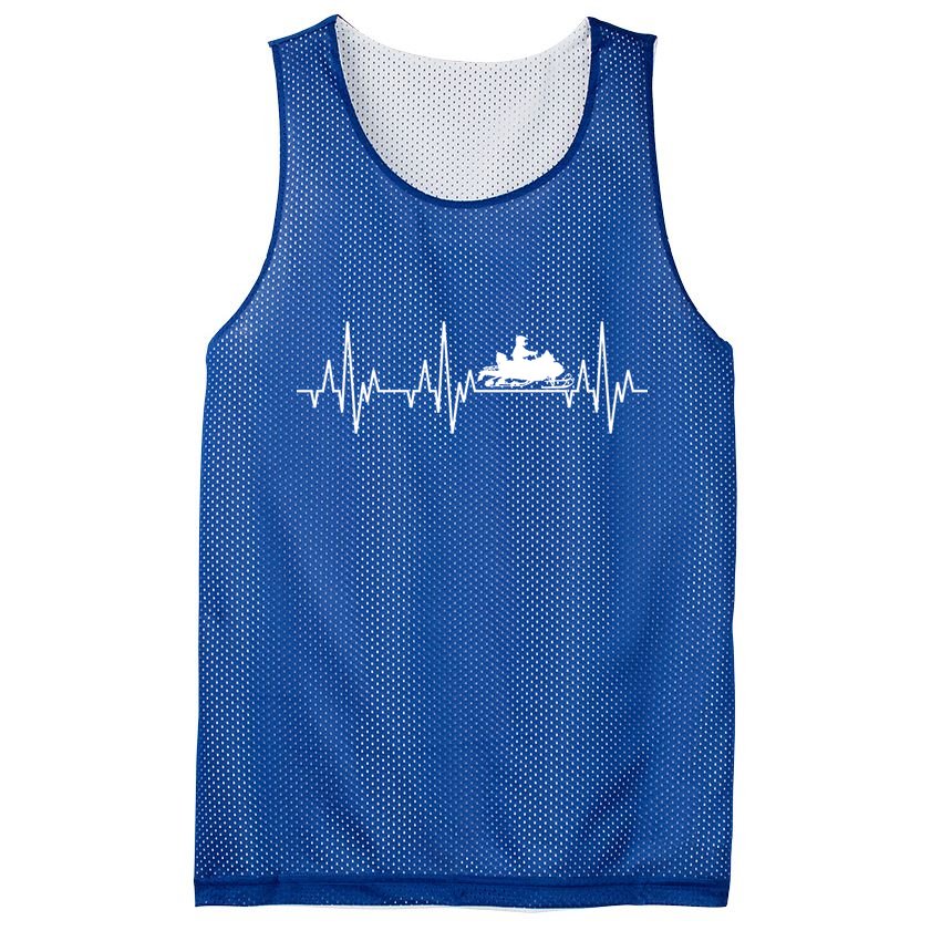 Snowmobile Rider Snowmobiling Winter Sports Snow Heartbeat Gift Mesh Reversible Basketball Jersey Tank