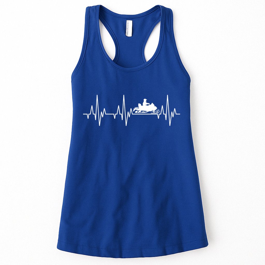 Snowmobile Rider Snowmobiling Winter Sports Snow Heartbeat Gift Womens Tank Top