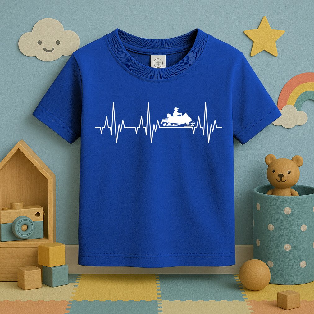 Snowmobile Rider Snowmobiling Winter Sports Snow Heartbeat Gift Toddler T-Shirt