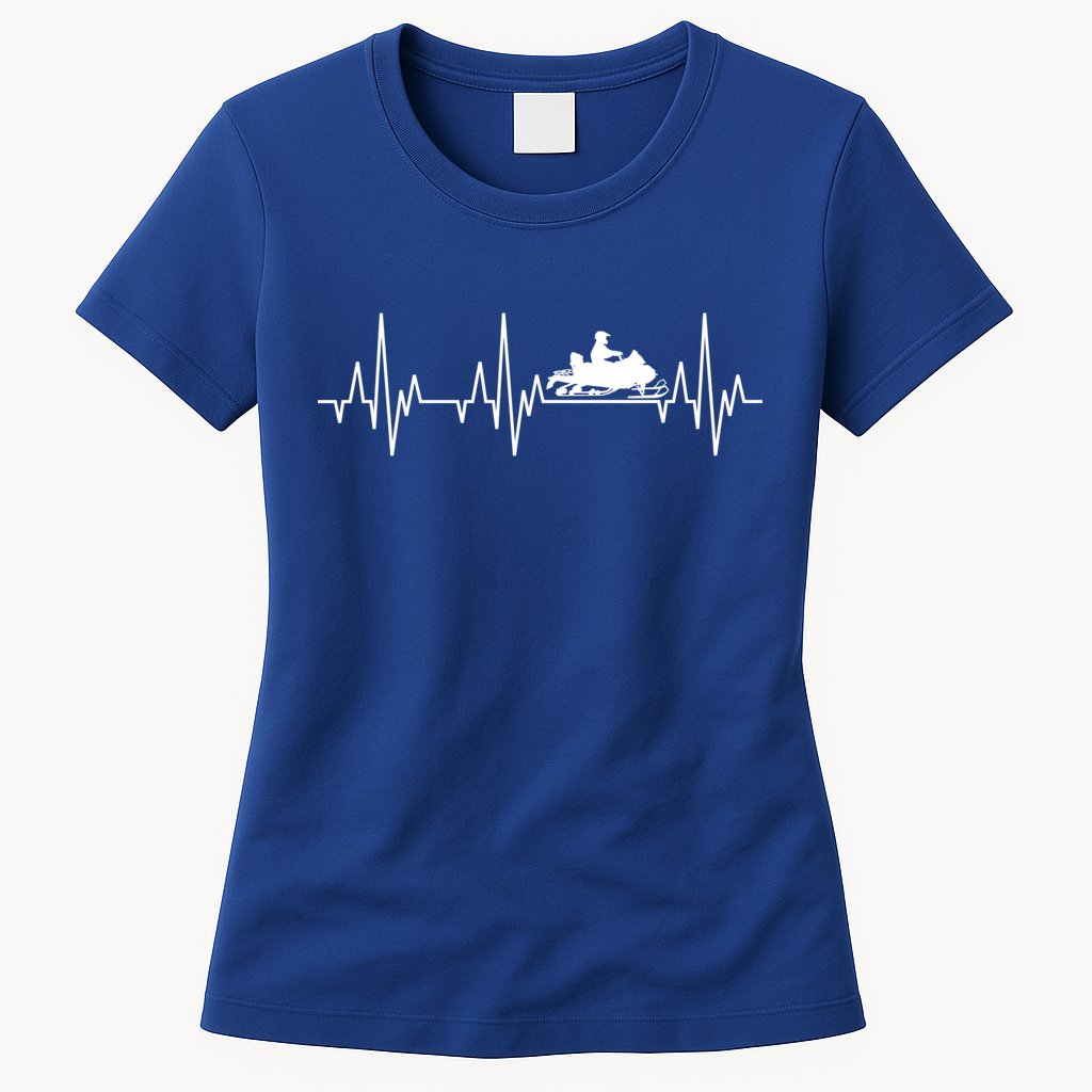 Snowmobile Rider Snowmobiling Winter Sports Snow Heartbeat Gift Womens T-Shirt