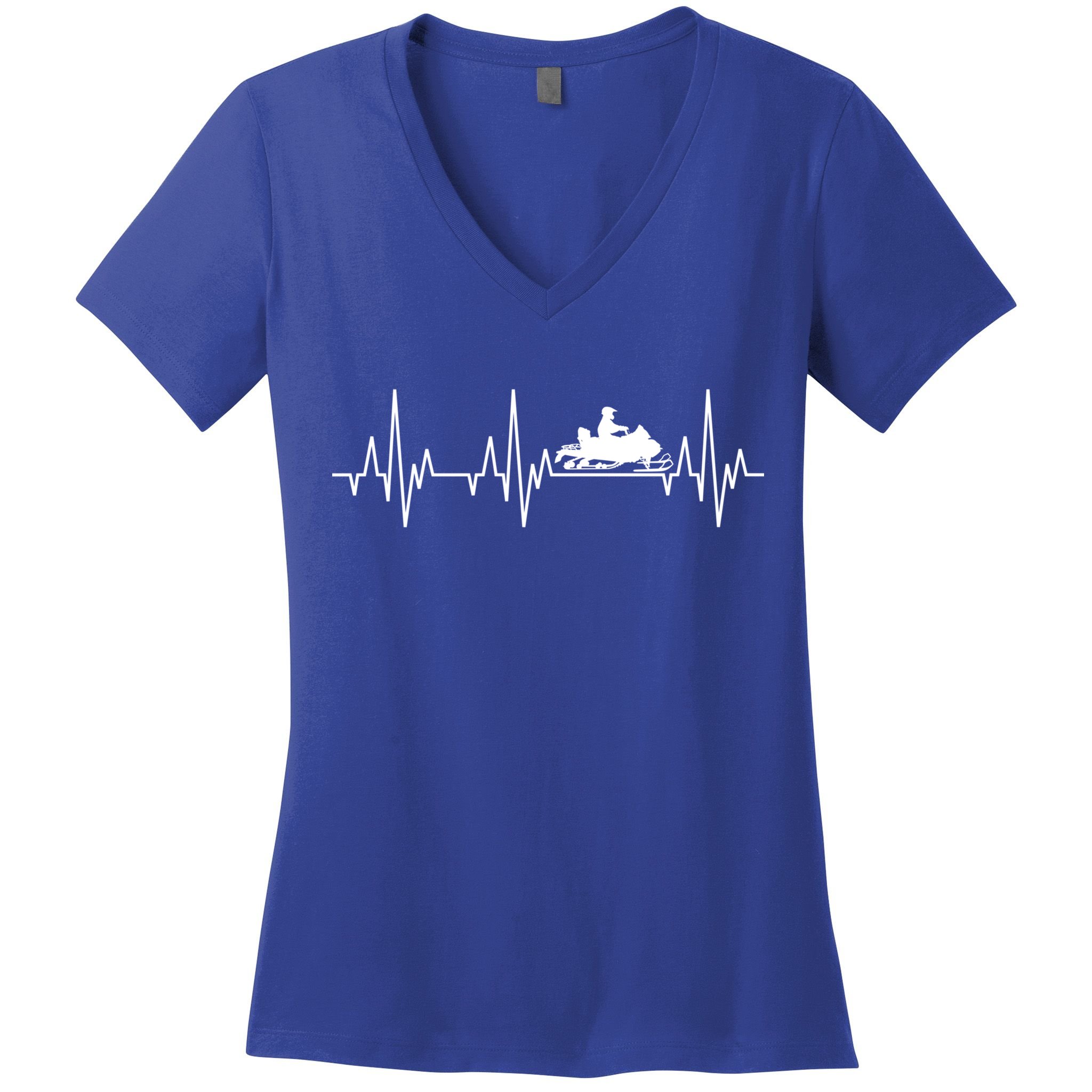 Snowmobile Rider Snowmobiling Winter Sports Snow Heartbeat Gift Women's V-Neck T-Shirt