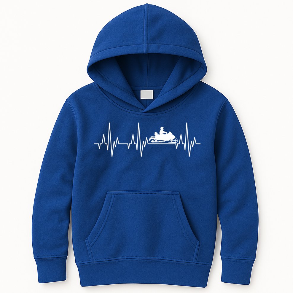 Snowmobile Rider Snowmobiling Winter Sports Snow Heartbeat Gift Kids Hoodie