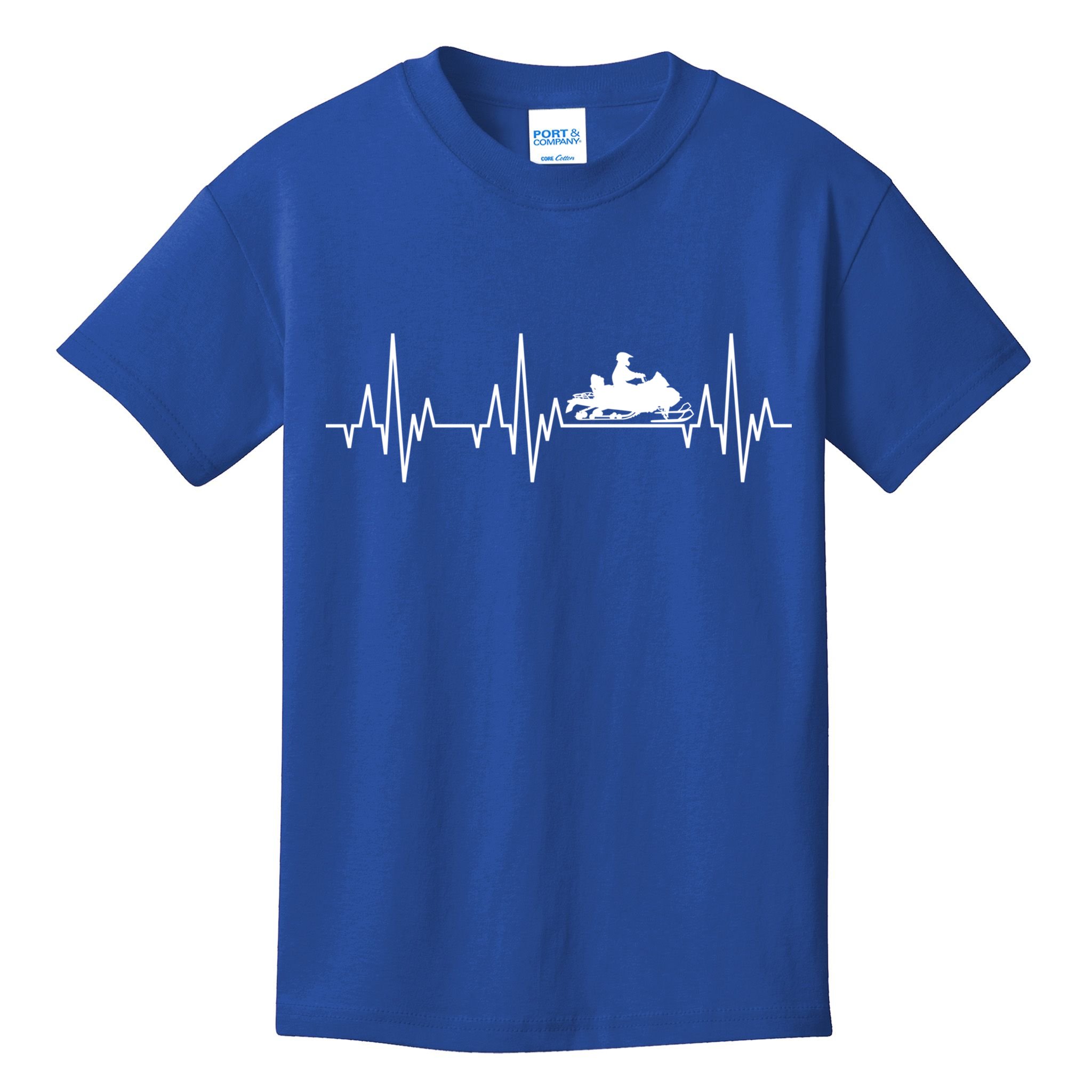 Snowmobile Rider Snowmobiling Winter Sports Snow Heartbeat Gift Kids T-Shirt