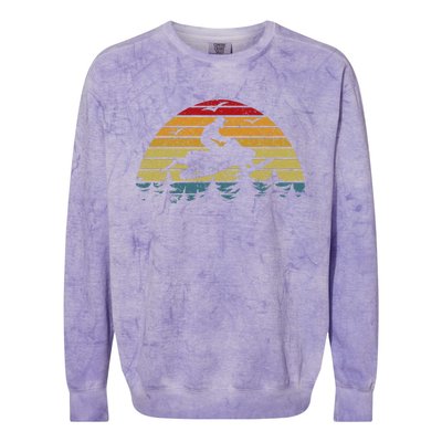 Snowmobile Retro Snowmobile Mountain Snowmobiling Colorblast Crewneck Sweatshirt