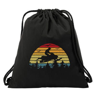 Snowmobile Retro Snowmobile Mountain Snowmobiling Drawstring Bag