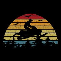 Snowmobile Retro Snowmobile Mountain Snowmobiling Drawstring Bag