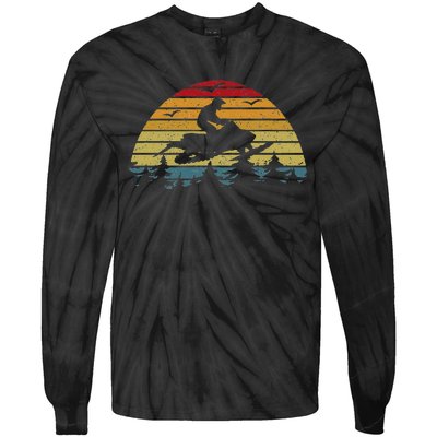 Snowmobile Retro Snowmobile Mountain Snowmobiling Tie-Dye Long Sleeve Shirt