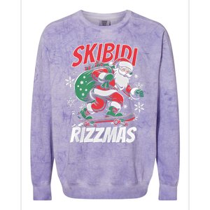 Skbidi Rizzmas Santa Claus Skateboard Xmas Christmas Holiday Colorblast Crewneck Sweatshirt