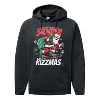 Skbidi Rizzmas Santa Claus Skateboard Xmas Christmas Holiday Performance Fleece Hoodie