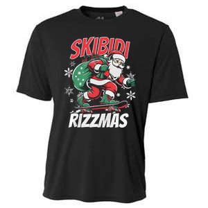 Skbidi Rizzmas Santa Claus Skateboard Xmas Christmas Holiday Cooling Performance Crew T-Shirt