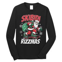 Skbidi Rizzmas Santa Claus Skateboard Xmas Christmas Holiday Long Sleeve Shirt