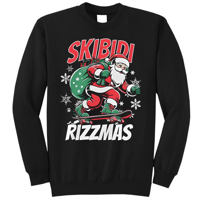 Skbidi Rizzmas Santa Claus Skateboard Xmas Christmas Holiday Sweatshirt