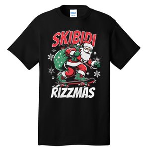 Skbidi Rizzmas Santa Claus Skateboard Xmas Christmas Holiday Tall T-Shirt