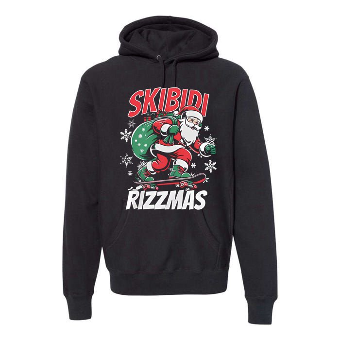 Skbidi Rizzmas Santa Claus Skateboard Xmas Christmas Holiday Premium Hoodie