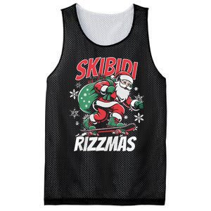 Skbidi Rizzmas Santa Claus Skateboard Xmas Christmas Holiday Mesh Reversible Basketball Jersey Tank