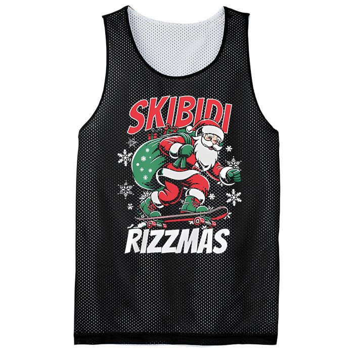 Skbidi Rizzmas Santa Claus Skateboard Xmas Christmas Holiday Mesh Reversible Basketball Jersey Tank