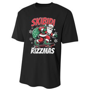 Skbidi Rizzmas Santa Claus Skateboard Xmas Christmas Holiday Performance Sprint T-Shirt