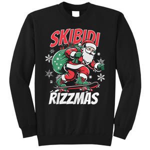 Skbidi Rizzmas Santa Claus Skateboard Xmas Christmas Holiday Tall Sweatshirt