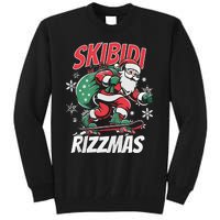 Skbidi Rizzmas Santa Claus Skateboard Xmas Christmas Holiday Tall Sweatshirt