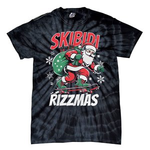 Skbidi Rizzmas Santa Claus Skateboard Xmas Christmas Holiday Tie-Dye T-Shirt