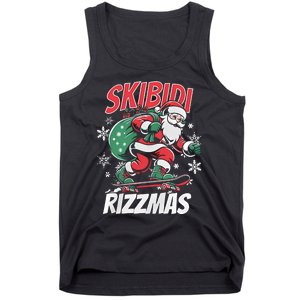 Skbidi Rizzmas Santa Claus Skateboard Xmas Christmas Holiday Tank Top