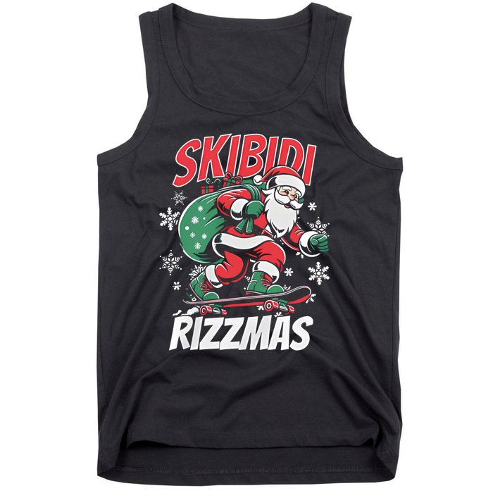 Skbidi Rizzmas Santa Claus Skateboard Xmas Christmas Holiday Tank Top