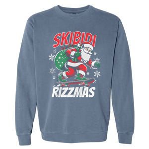 Skbidi Rizzmas Santa Claus Skateboard Xmas Christmas Holiday Garment-Dyed Sweatshirt