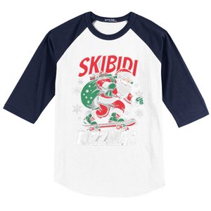 Skbidi Rizzmas Santa Claus Skateboard Xmas Christmas Holiday Baseball Sleeve Shirt