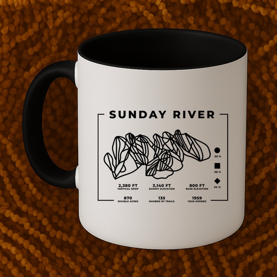 Sunday River Ski Trail Snowboard Skiing Maine Skier Gift Mug