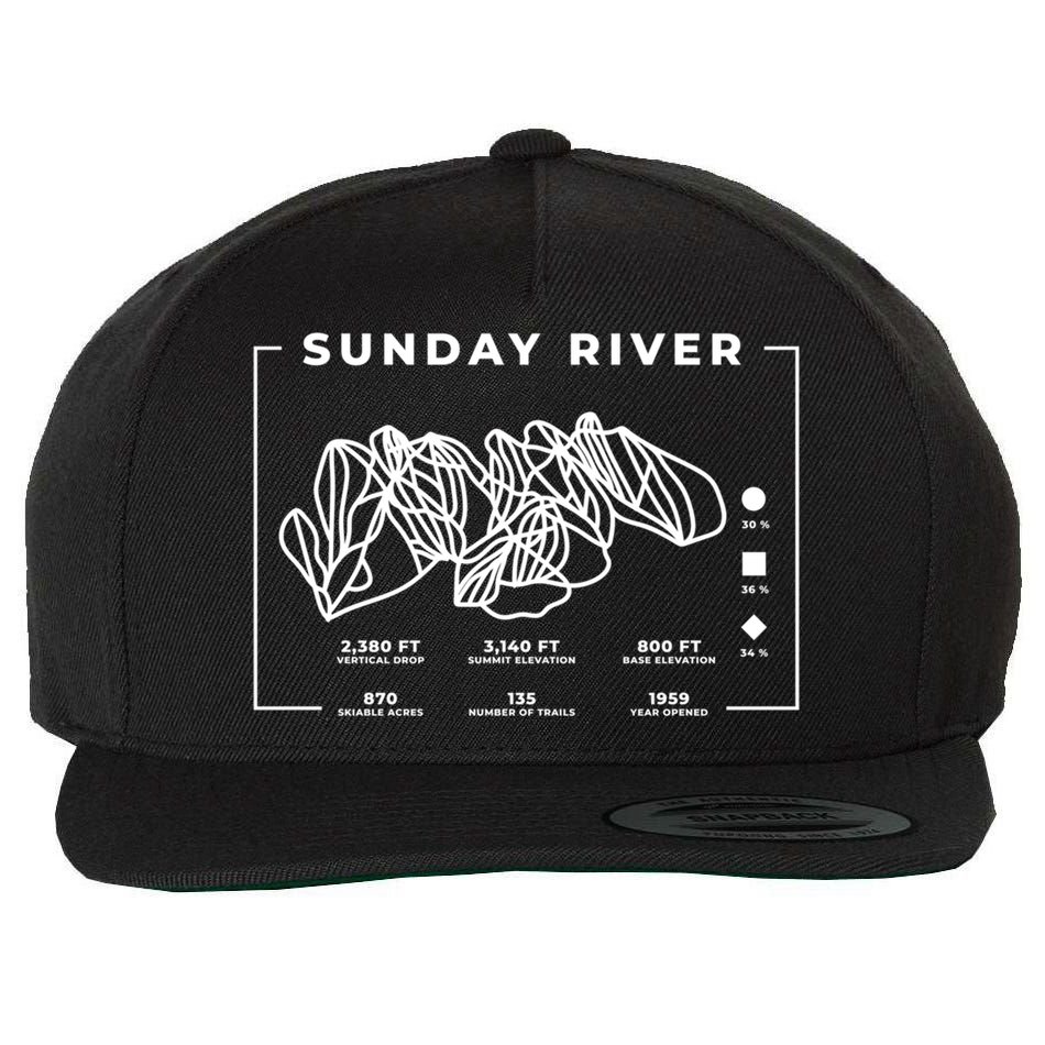 Sunday River Ski Trail Snowboard Skiing Maine Skier Gift Wool Snapback Cap