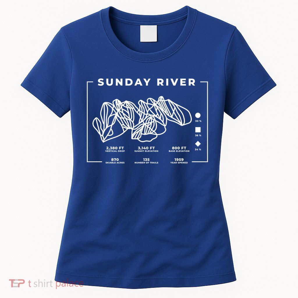 Sunday River Ski Trail Snowboard Skiing Maine Skier Gift Womens T-Shirt
