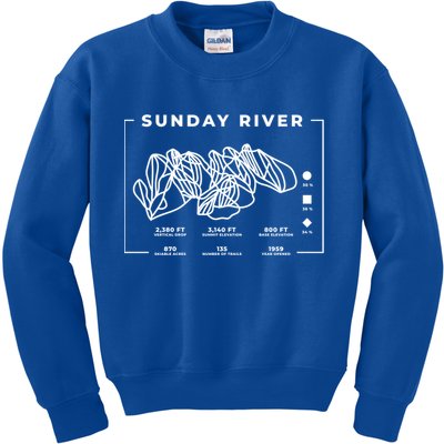 Sunday River Ski Trail Snowboard Skiing Maine Skier Gift Kids Sweatshirt