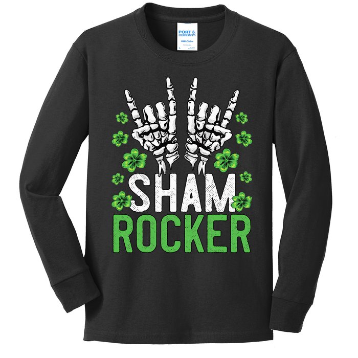 Sham Rocker St Patricks Day Outfit For Rock Fans Kids Long Sleeve Shirt