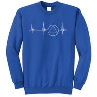 Sober Recover Sobriety Heartbeat Ekg Pulse Abstinence Gift Tall Sweatshirt