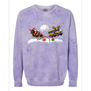 Santa Reindeer School Bus Christmas Driver Colorblast Crewneck Sweatshirt