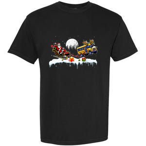 Santa Reindeer School Bus Christmas Driver Garment-Dyed Heavyweight T-Shirt