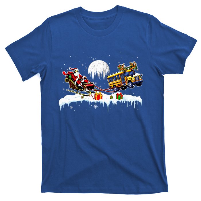 Santa Reindeer School Bus Christmas Driver T-Shirt