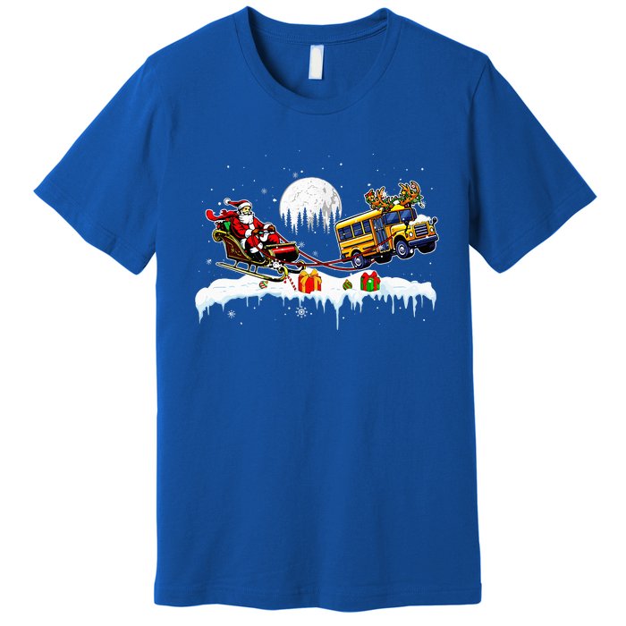 Santa Reindeer School Bus Christmas Driver Premium T-Shirt