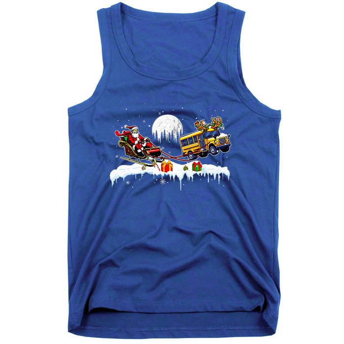 Santa Reindeer School Bus Christmas Driver Tank Top