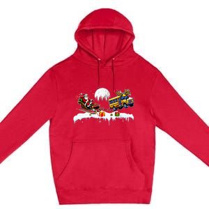 Santa Reindeer School Bus Christmas Driver Premium Pullover Hoodie