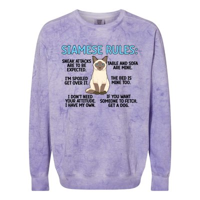 Siamese Rules Siamese Cat Owner Siamese Lover Cute Gift Colorblast Crewneck Sweatshirt