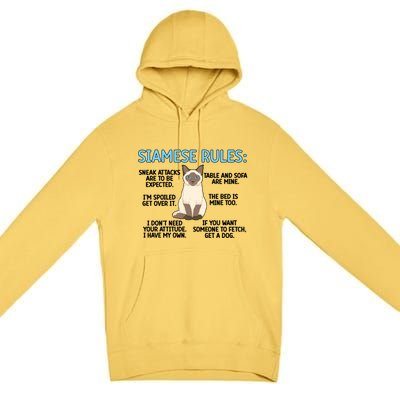 Siamese Rules Siamese Cat Owner Siamese Lover Cute Gift Premium Pullover Hoodie