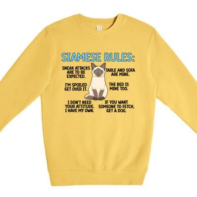 Siamese Rules Siamese Cat Owner Siamese Lover Cute Gift Premium Crewneck Sweatshirt